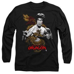 Bruce Lee Unisex Adult Golden Year Of The Dragon Long-Sleeved T-Shirt / Black